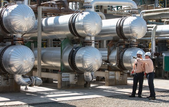 Workers at a Repsol facility