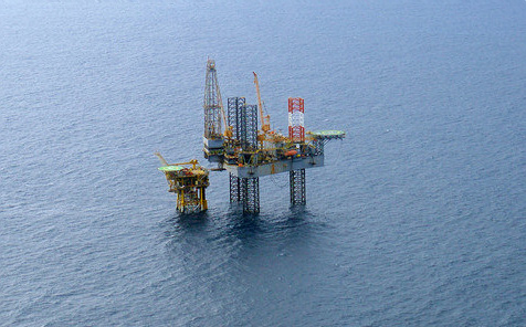 Shot of an offshore oil rig