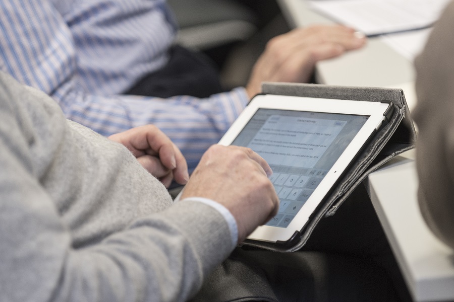 A person using a tablet