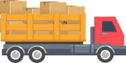 Camión trasladando alimentos dentro de cajas de cartón Camión trasladando alimentos dentro de cajas de cartón
