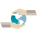 Two hands hold the globe